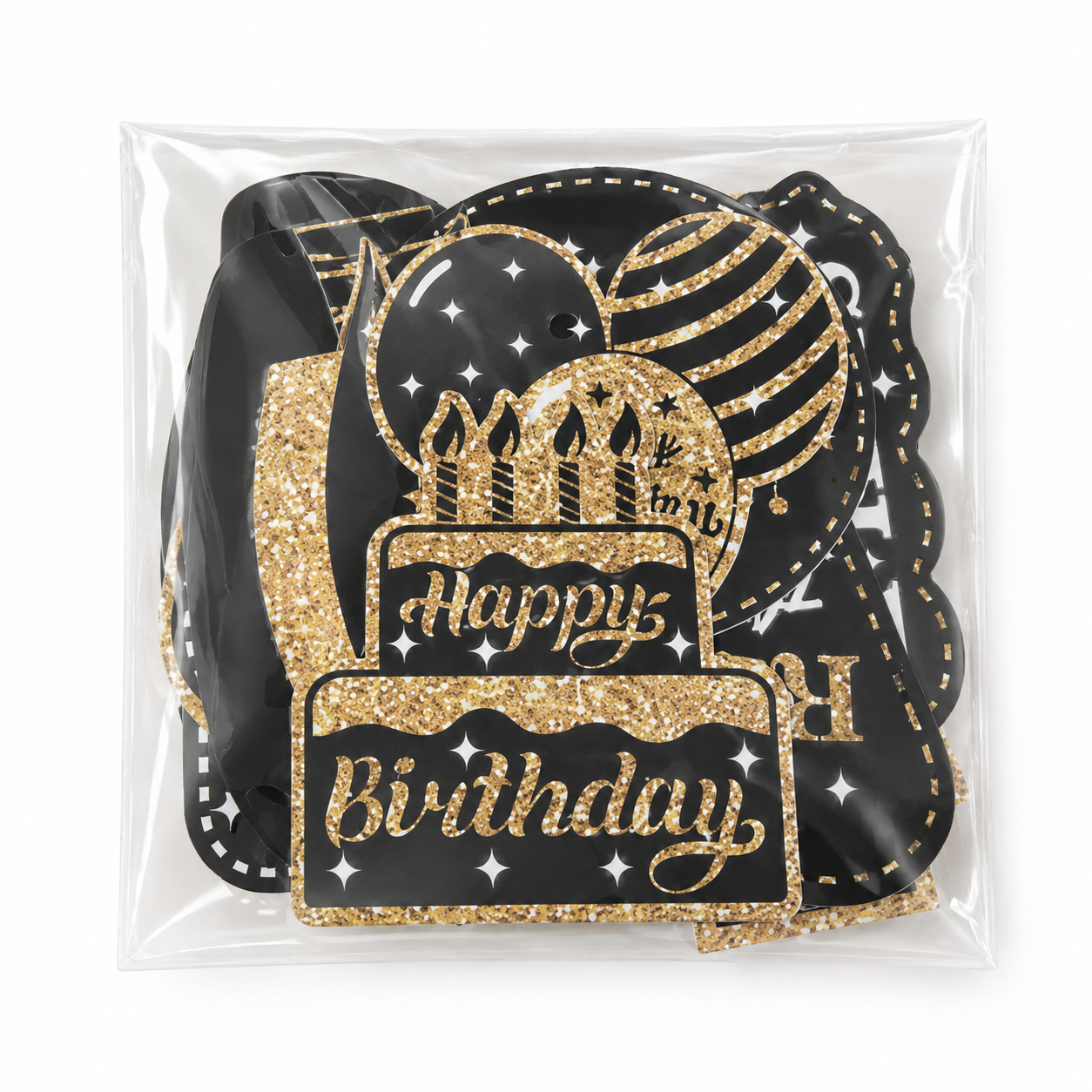 Black and gold birthday photo booth props package