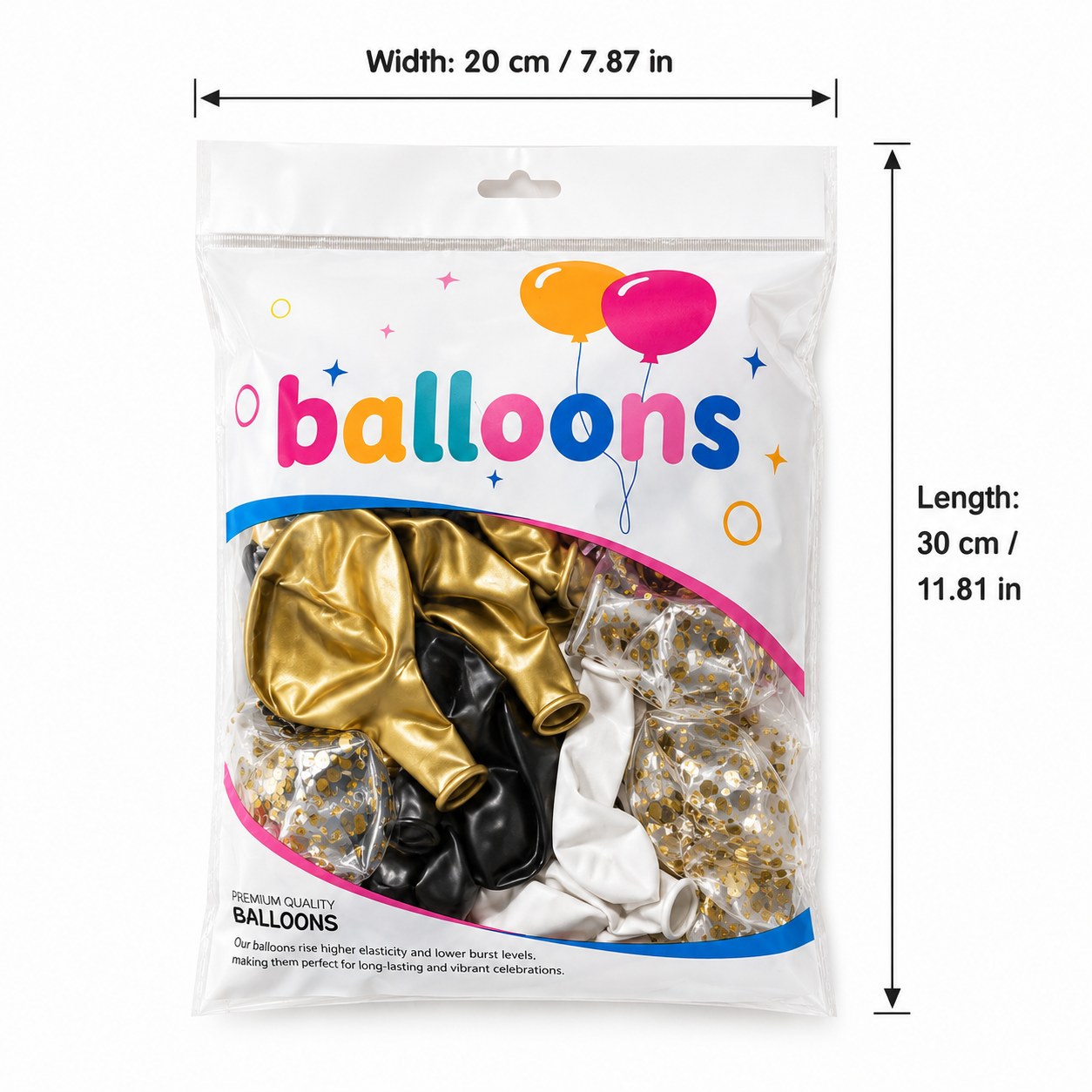 Black and gold balloon kit package
