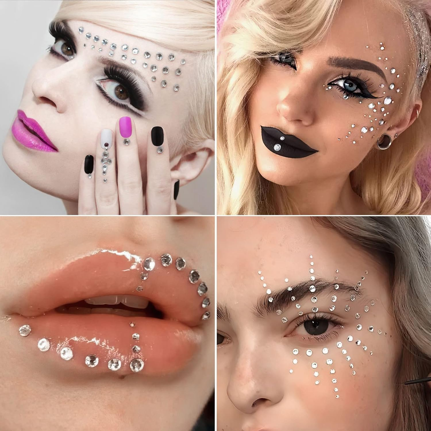 party makeup rhinestone face gems style