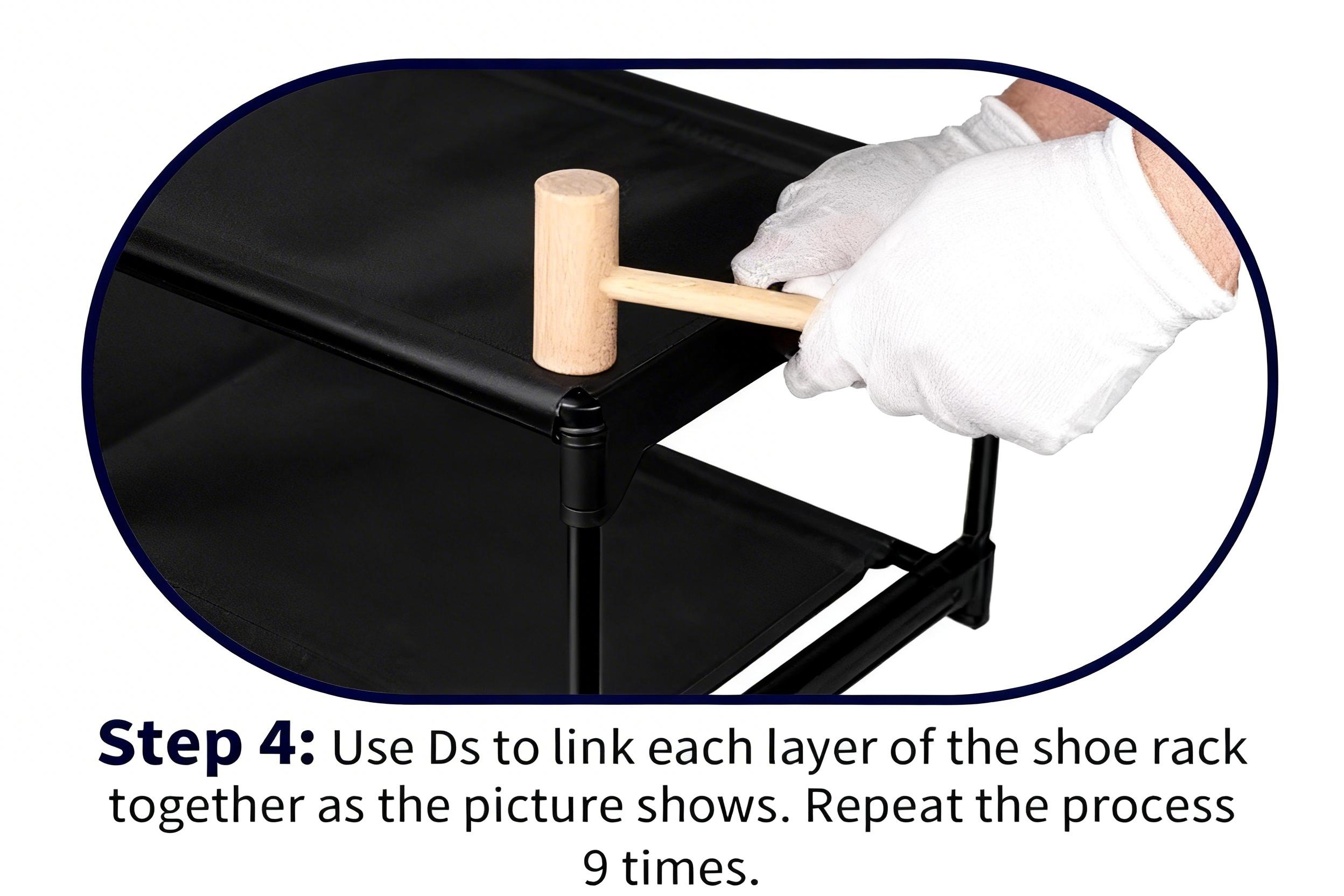 Step four adding upright pieces to connect one shelf layer to the next