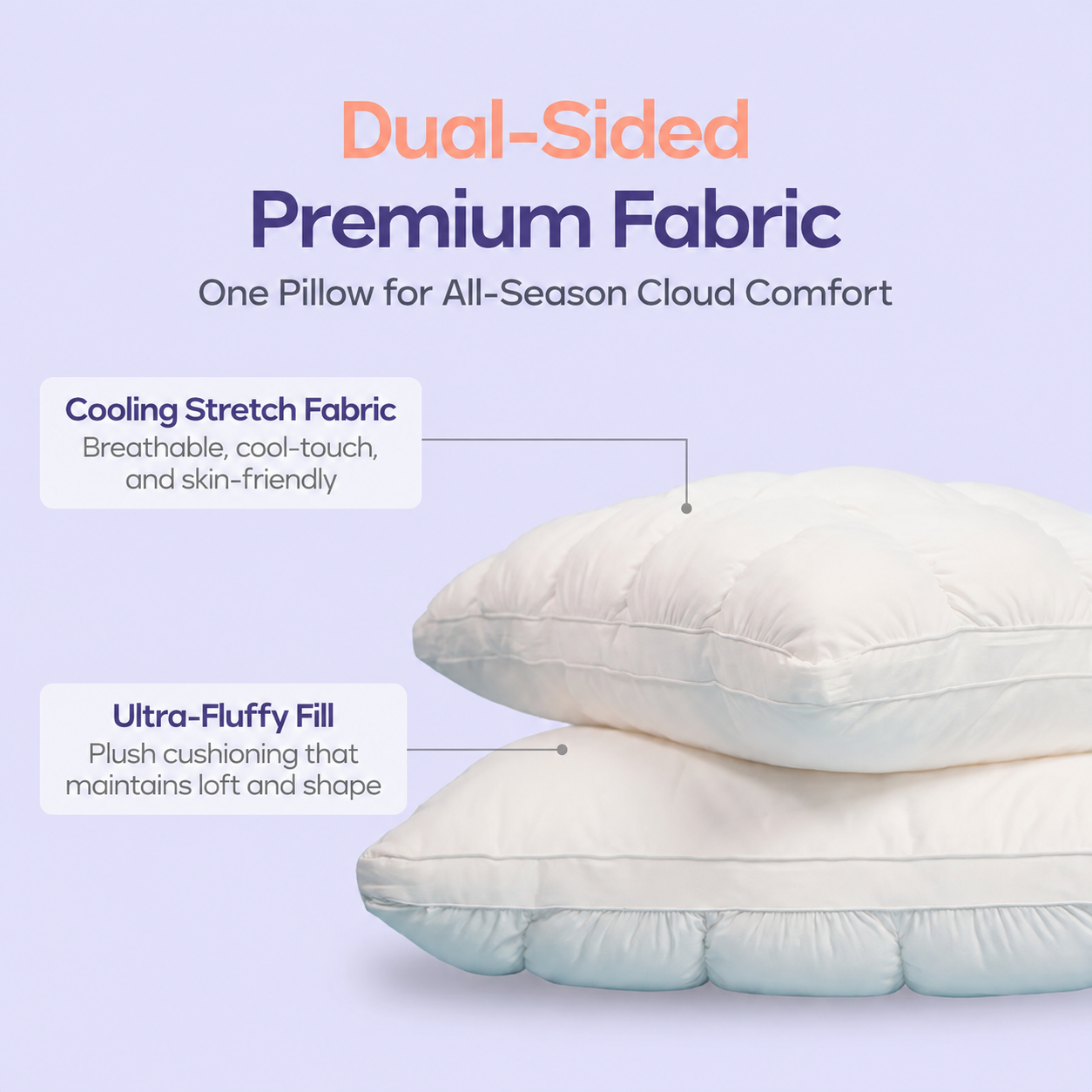 CloudSoft pillow showing its puff-grid and smooth sides
