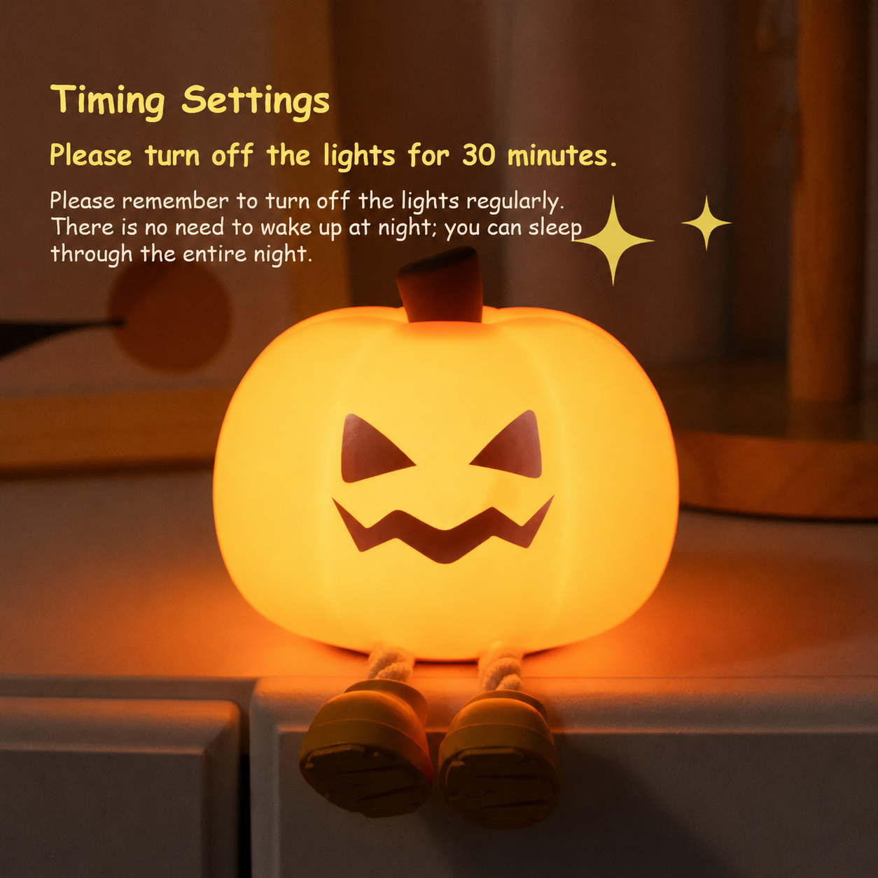 Glowing Halloween pumpkin lamp with dangling legs