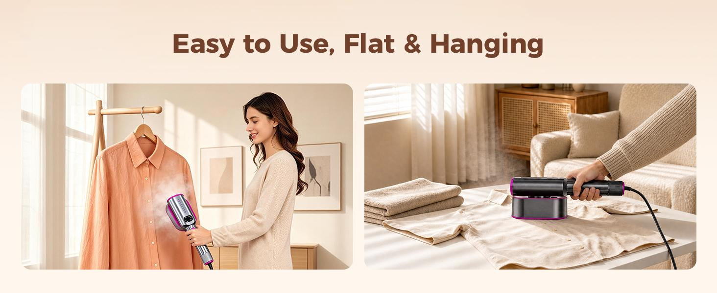 Garment steamer used for both vertical steaming and flat ironing
