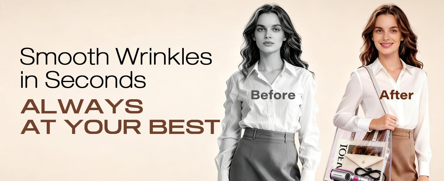Before-and-after styling concept for refreshing wrinkles in a white shirt