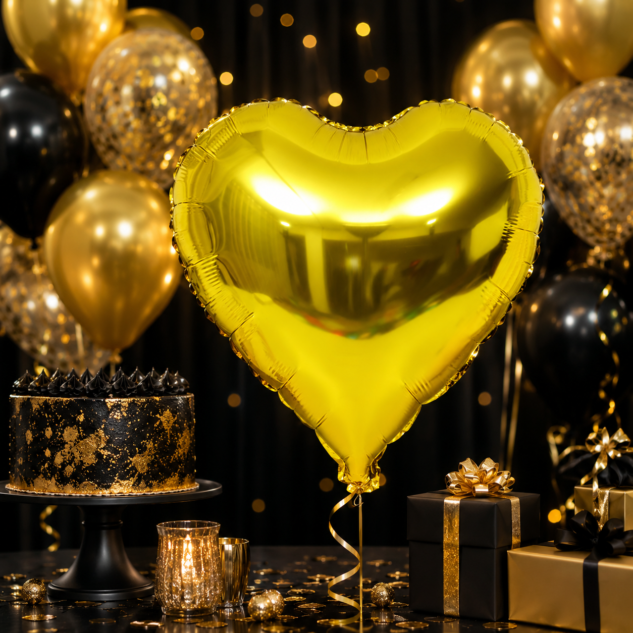Gold heart balloon party inspiration