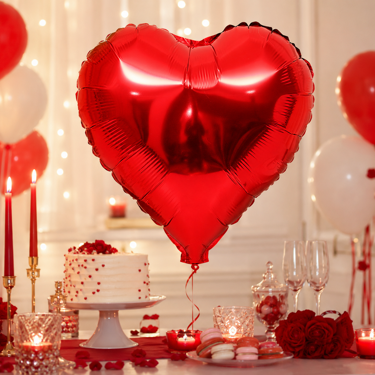 Red heart balloon party inspiration