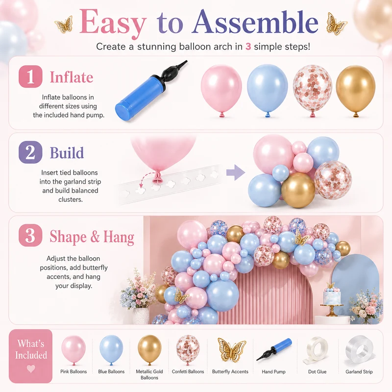 Easy DIY balloon arch assembly steps